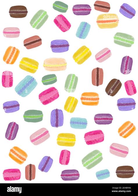 Digital illustration of multicolor macaron cookies wallpaper Stock ...