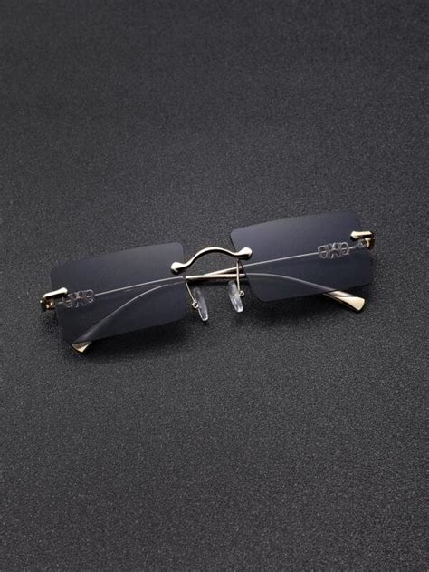 Men Rectangle Lens Rimless Fashion Glasses SHEIN UK