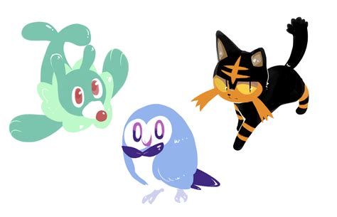 Pokemon Sun and Moon Starters by BoardOfWordplay on DeviantArt