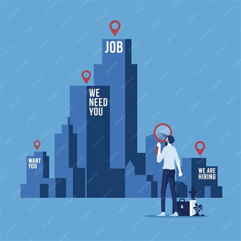 Premium Vector | Businessman using magnifying glass looking for vacancy job human resources job