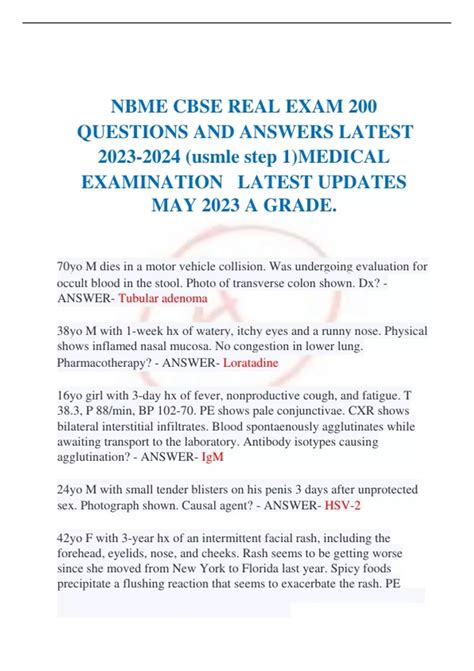 Nbme Cbse Real Exam Questions And Answers Latest Nursing Stuvia Us