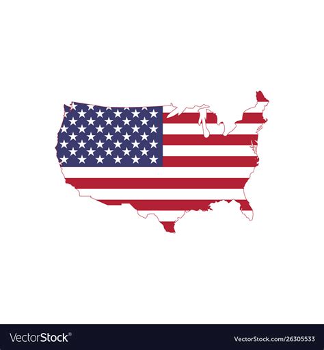 American Flag On Map Usa Royalty Free Vector Image