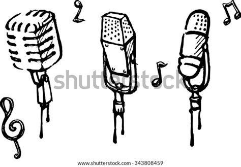 Vintage Microphone Setvectorized Sketch Microphone Collection Stock Vector (Royalty Free) 343808459