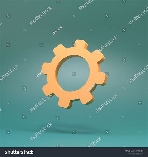 Yellow Gear On Green Background 3d Stock Illustration 2132400119