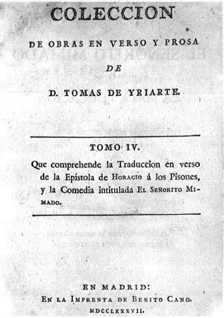 Portadas y manuscritos de Tomás de Iriarte Tomás de Iriarte