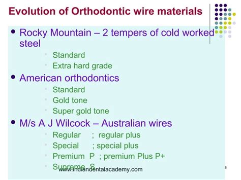 Orthodontic Wires Certified Fixed Orthodontic Courses By Indian Dental Academy Ppt