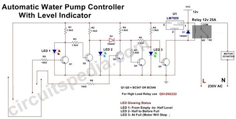 Water Level Indicator Circuit Diagram Using Bc547