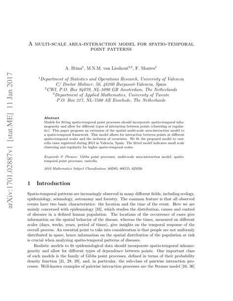 PDF A Multi Scale Area Interaction Model For Spatio Temporal Point