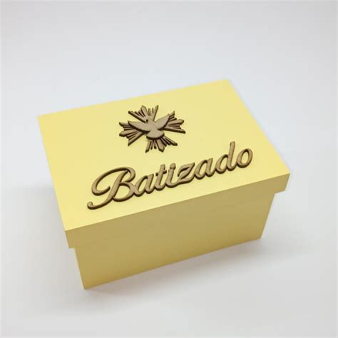 Caixa Para Batizado X X Cm Mdf Pintado Cor Amarela Elo