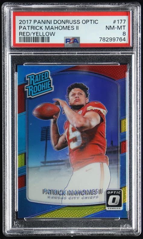 Patrick Mahomes Ii Donruss Optic Red And Yellow Rr Rc Psa