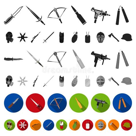 Types Of Weapons Cartoon Icons In Set Collection For Design Firearms