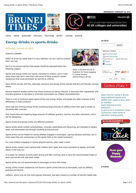 Energy drinks vs sports drinks _ The Brunei Times
