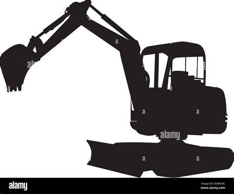 Illustration Of A Construction Digger Mechanical Excavator Silhouette