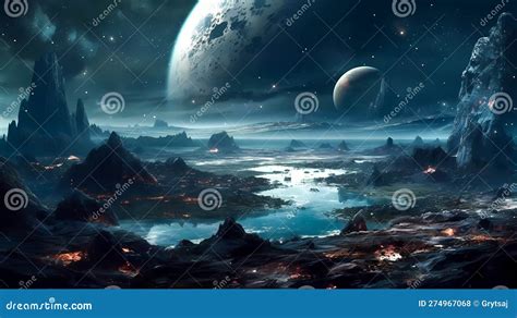 Planets and a Galaxy, Science Fiction Wallpaper. Fantasy Alien Planet ...