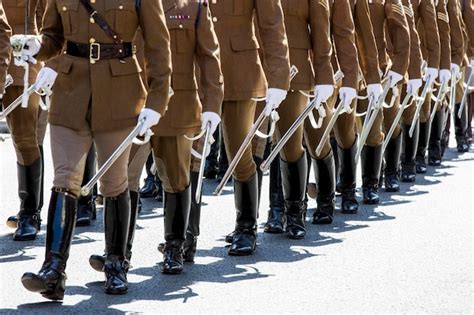 Premium Photo | British military servicemen parade in uniform