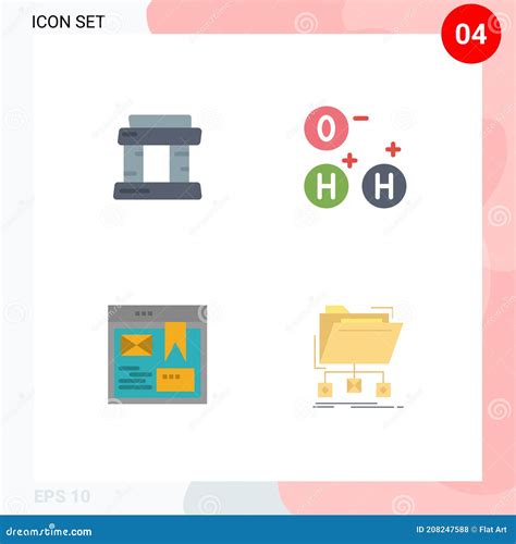 Grupo De 4 ícones Achatados E Símbolos Para O Site De Referência