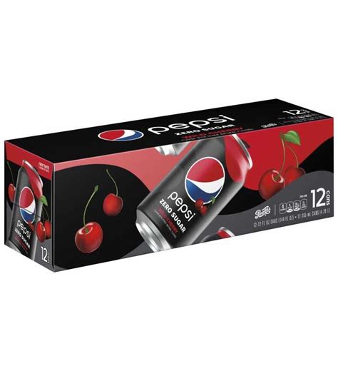 Pepsi Zero Sugar Wild Cherry Soda 12 Fl Oz 12 Count