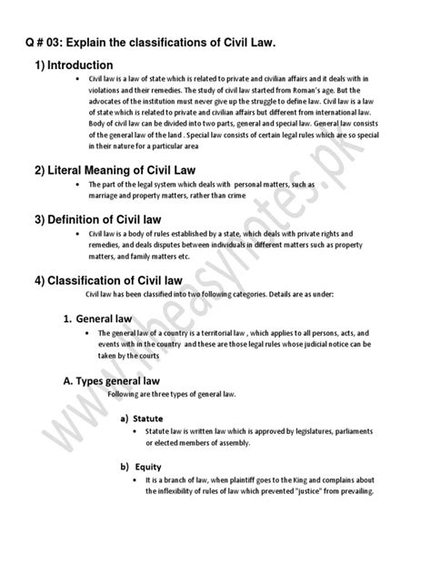 3classification Of Civil Law Pdf Pdf Judiciaries Common Law