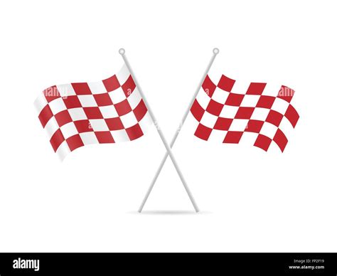 Illustration Of Red Checkered Flags Isolated On A White Background