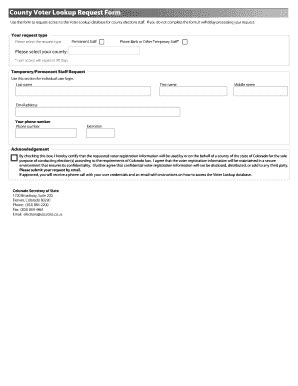 Fillable Online Sos State Co County Voter Lookup Request Form Fax Email