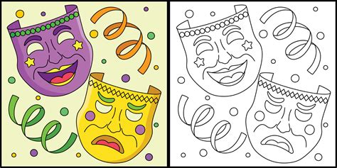 Mardi Gras Tragedy and Comedy Masks Illustration 20119188 Vector Art at Vecteezy