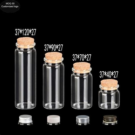 20ml 50ml 65ml 90ml Diameter 37mm T Glass Bottles Vials Jars With