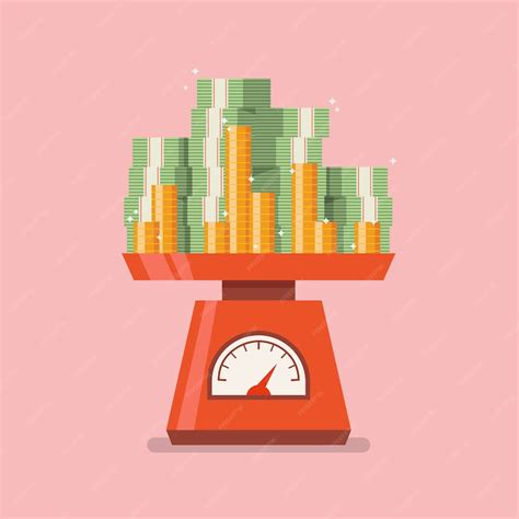Premium Vector Pile Of Money On Domestic Weigh Scales