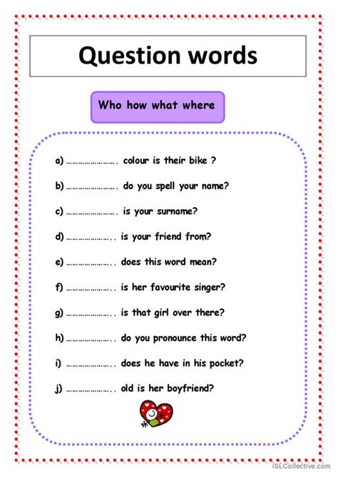 Question Words English Esl Worksheets Pdf Doc