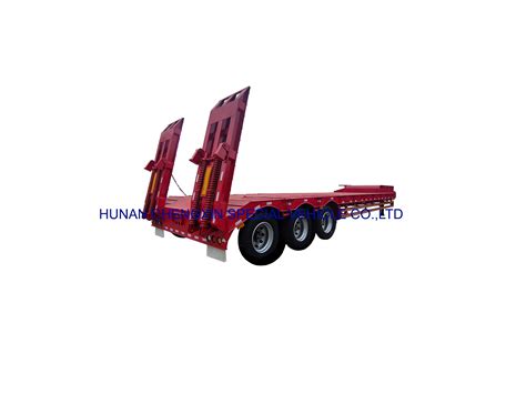 3 Axle Truck Low Bed Lowboy Low Loader Equipment Semi Trailer Truck