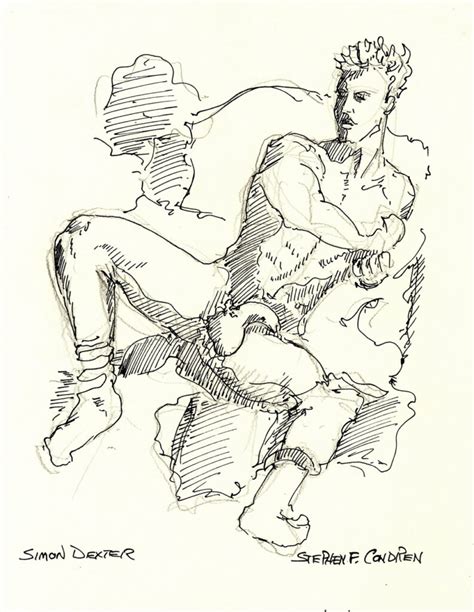 Nude Boy In Lounge Chair Pen Ink Figure Drawing Gay Fine Art