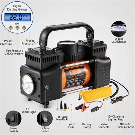 Securide V Air Compressor Heavy Duty Pump For Car Dual Cylinder