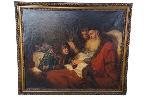 Isaac Blessing Jacob After Govert Flinck 18th C Baroque Old Master