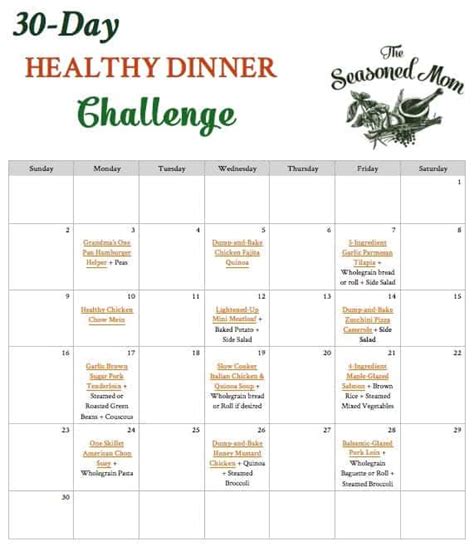 30 Day Challenge Diet Plan