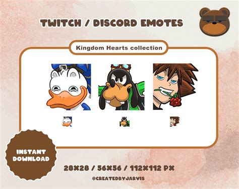 Kingdom Hearts Emotes For Twitch Discord Sora Donald And Goofy Collection Pack Etsy