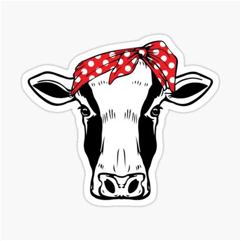 Cow With Red Bandana Sticker By Pepaanarb Redbubble