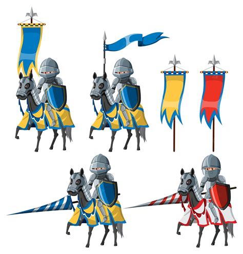 Premium Vector Set Medieval Knight Cartoon Character