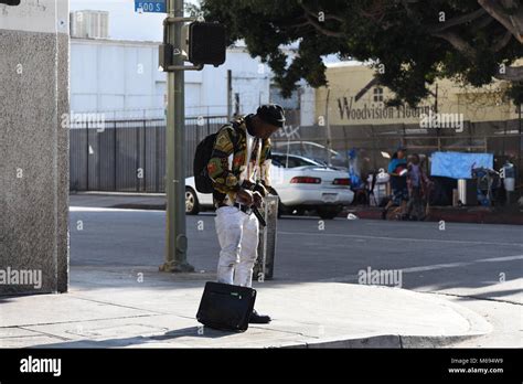 Scenes from Skid Row an area of Downtown Los Angeles which is one of ...