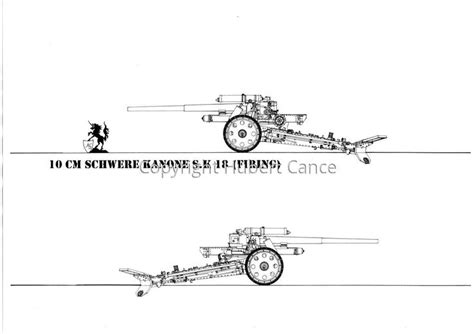 Drawing 10 Cm Schwere Kanone S K 18 Original Art By Hubert Cance