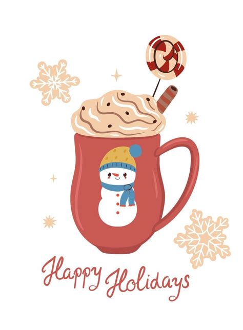 Postcard With Winter Holiday Hot Drink Vector Graphics 12832088 Vector Art At Vecteezy