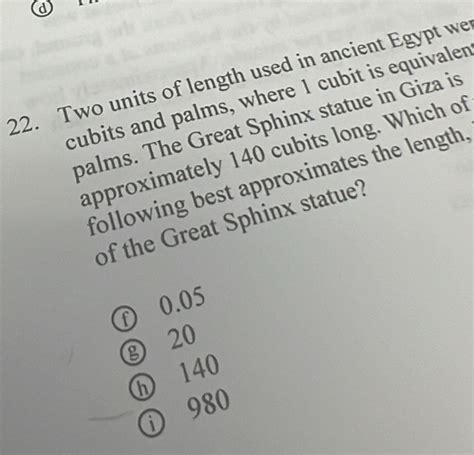 Solved A 22 Two Units Of Length Used In Ancient Egypt We Cubits And