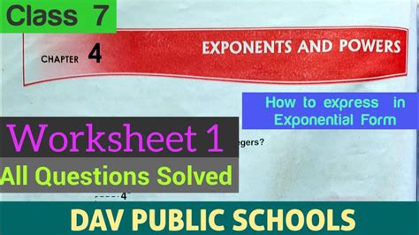 Rational Numbers Number Worksheets Exponents Dav Public School Solving Chapter Express