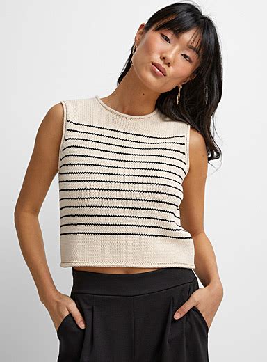 Striped Knit Cropped Cami Icône Stripes And Patterns Simons