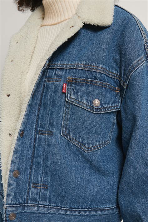 Levis New Heritage Sherpa Jacket Blue In Med Indigo Worn In Modesens