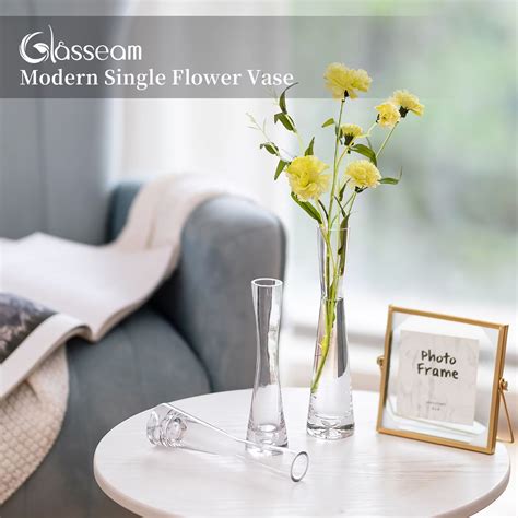 Glasseam Tall Wedding Thin Glass Bud Vases Clear Skinny Set Of 6 787 Small Single Flower