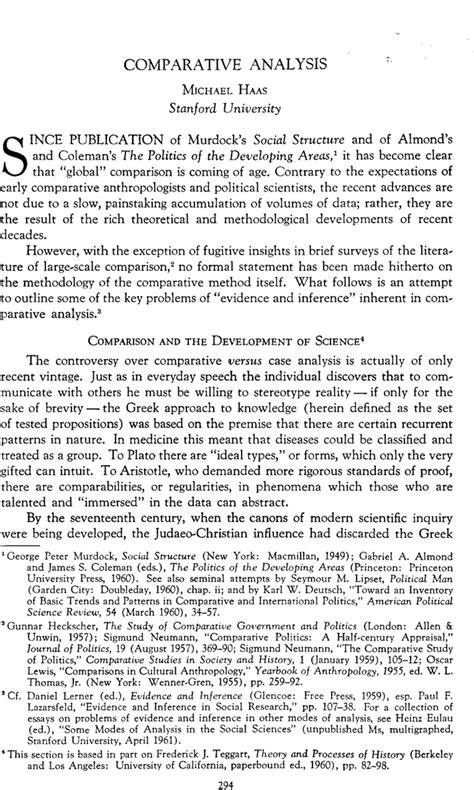 Comparative Analysis Michael Haas 1962