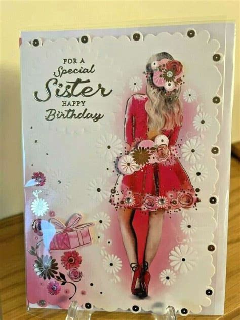 For A Special Sister Birthday Card Female Party Gold Foil Diamantes