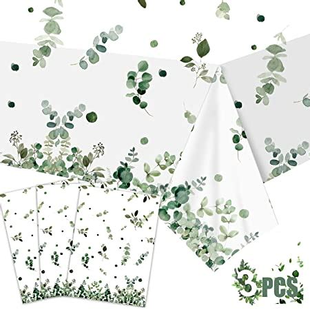 Amazon Pcs Eucalyptus Leaf Tablecloth Sage Green Plastic Table