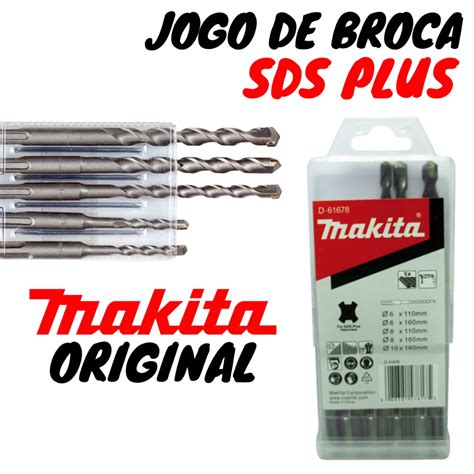 Jogo de Broca Sds Plus 5 Peças 6 6 8 8 10mm D 61678 Makita Shopee