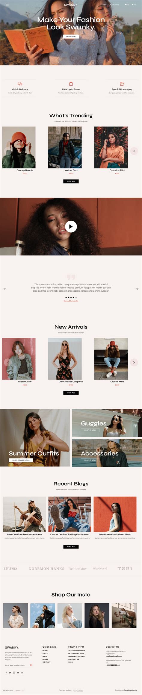 Swanky - Free Bootstrap Fashion Store E-commerce Website Template