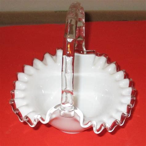 Fenton Accents Fenton Silvercrest White And Clear Ruffled Glass